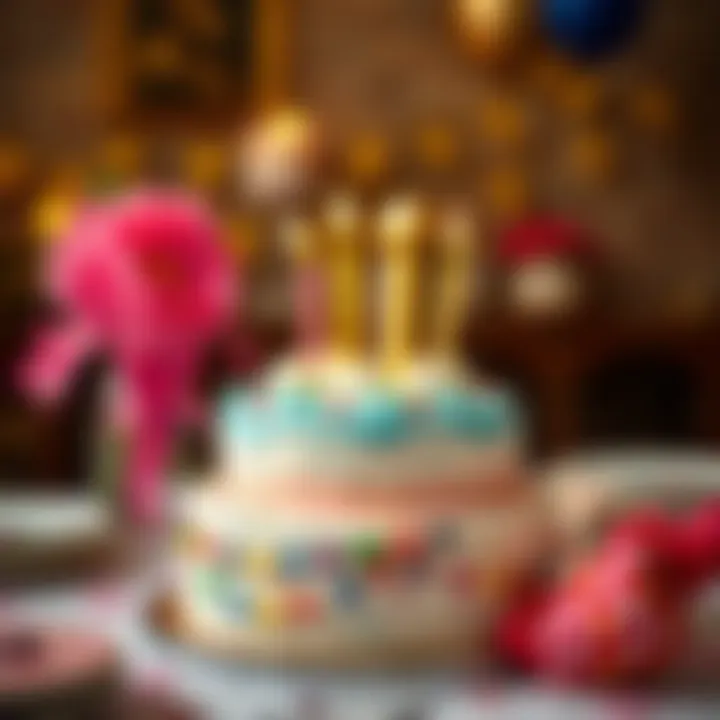 A creatively designed birthday cake on a festive table