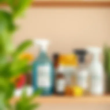 Natural cleaning products displayed on a shelf