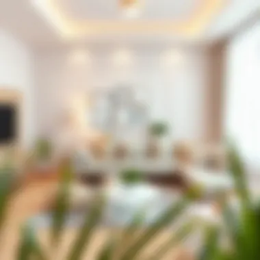 A pristine living room showcasing cleanliness and organization