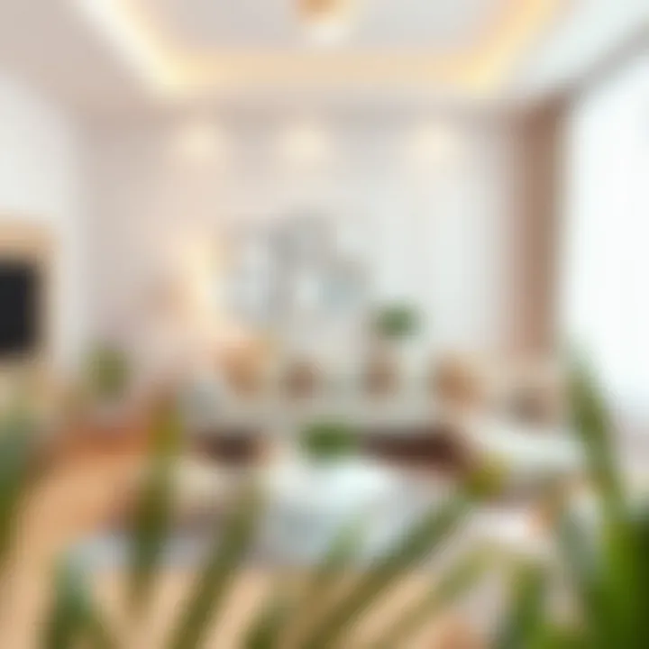 A pristine living room showcasing cleanliness and organization