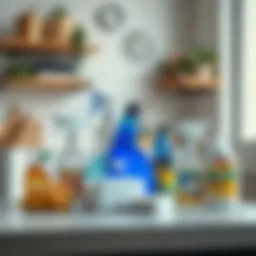 Effective cleaning supplies arranged on a countertop