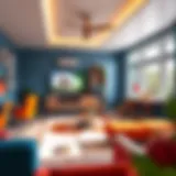 Creative game room design showcasing vibrant colors and modern furniture