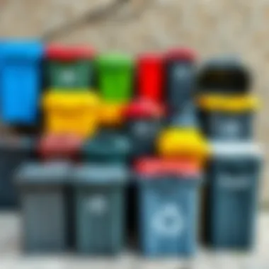 Various types of recycling bins arranged for easy access