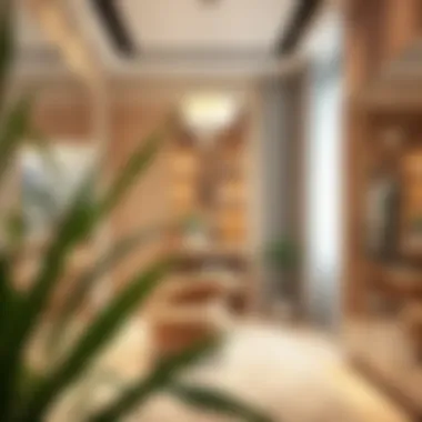 Elegant dressing room showcasing modern design elements