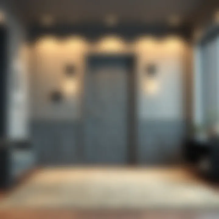 A modern interior showcasing a harmonious blend of gray and door colors