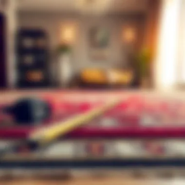 A measuring tape on a beautiful rug, showcasing the importance of dimensions