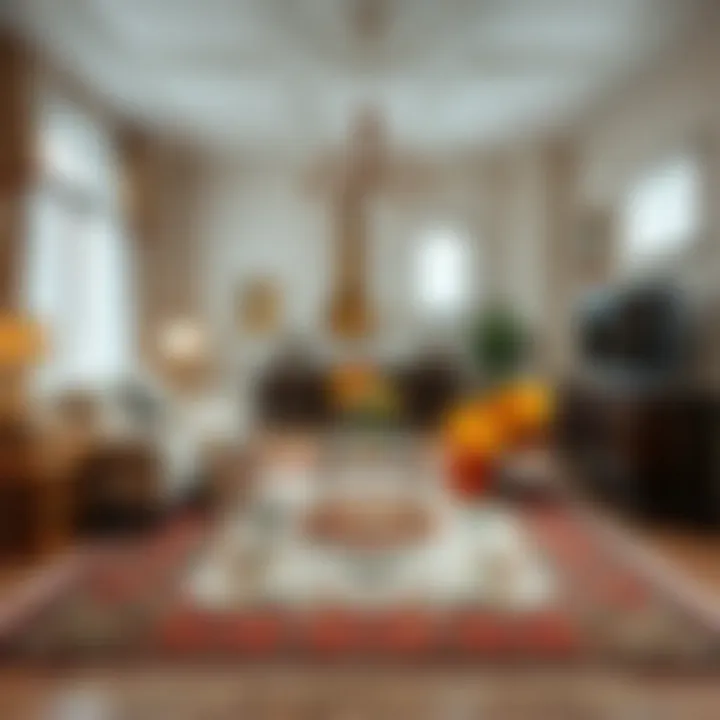 An elegant room with a rug that complements the interior design