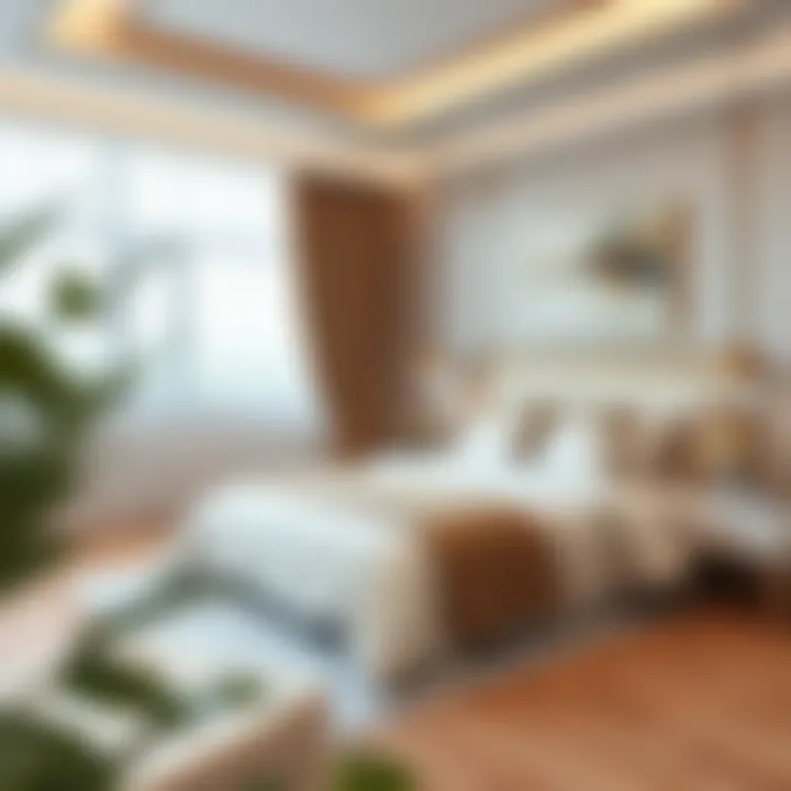 An elegant bedroom designed with soothing tones