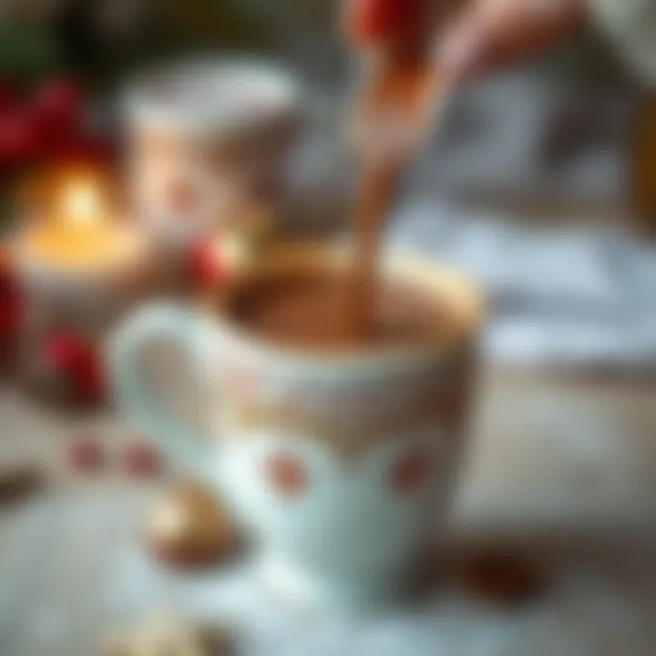 Pouring Delight into Your Cup Pouring hot chocolate into a festive cup