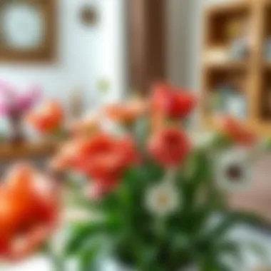 Indoor Elegance: Arranging Seasonal Garden Flowers An aesthetically pleasing arrangement of garden flowers in a home setting.