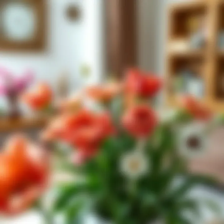 Indoor Elegance: Arranging Seasonal Garden Flowers An aesthetically pleasing arrangement of garden flowers in a home setting.