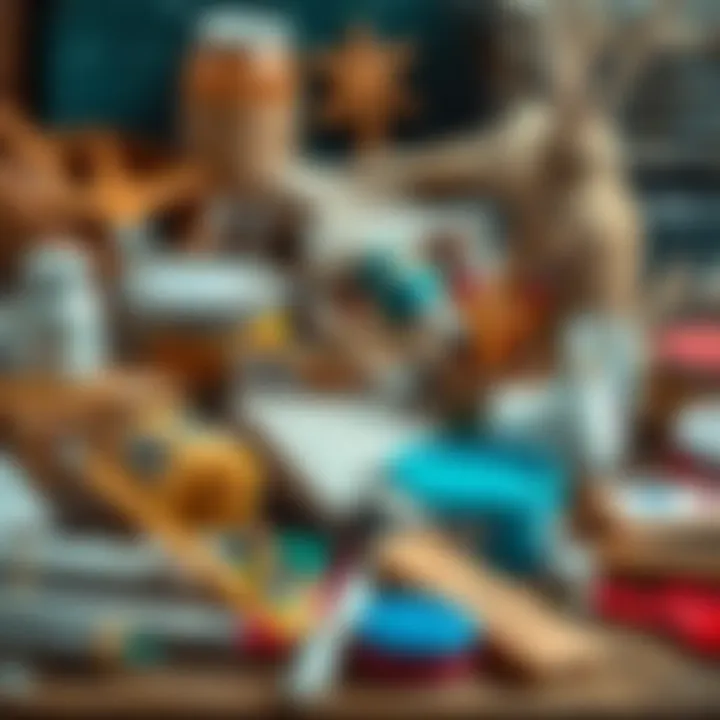 A collection of artistic materials and supplies ready for creative projects.