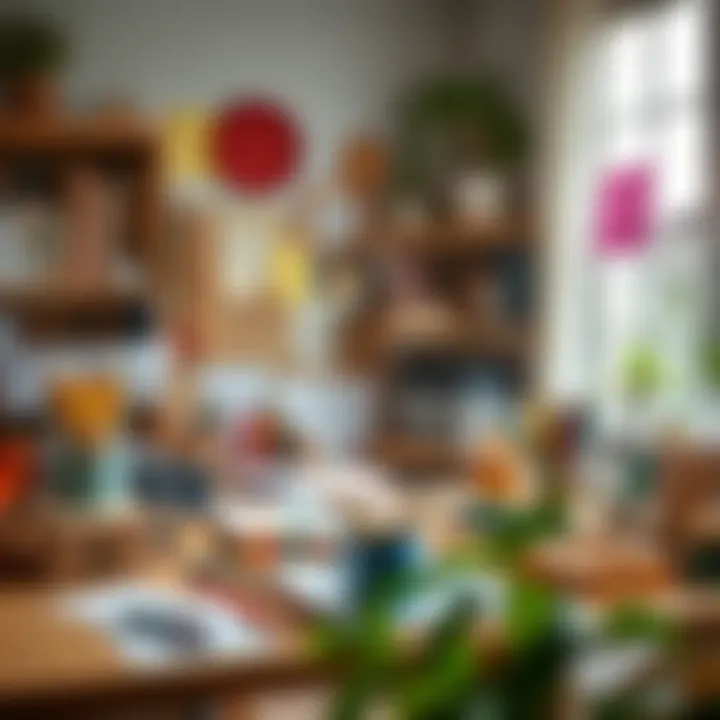 An inviting workspace filled with various crafting tools and materials for DIY activities.