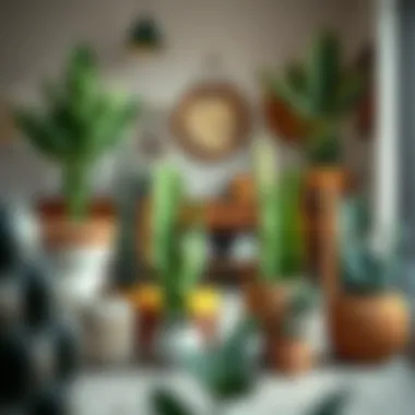 Indoor Decoration with Leaf Cacti A well-designed indoor space featuring various leaf cacti as decorative elements.