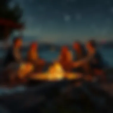 A group of friends enjoying a campfire under the stars