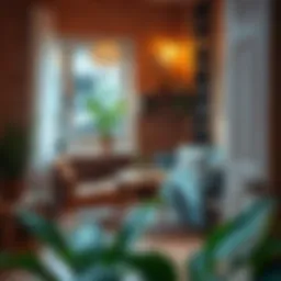 A cozy coffee nook setup with stylish furniture and decorative plants.