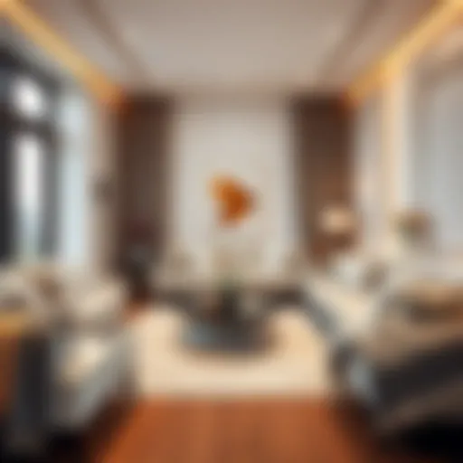 Harmonious Living Room Decor A harmonious living room showcasing brown and white accents