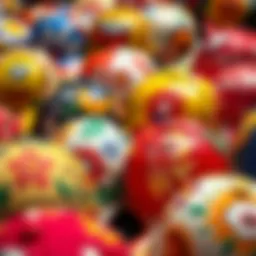 A vibrant assortment of painted caps showcasing artistic flair