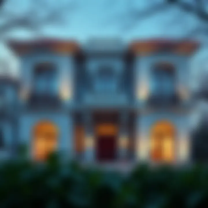 Exterior design highlighting the use of red in architectural elements