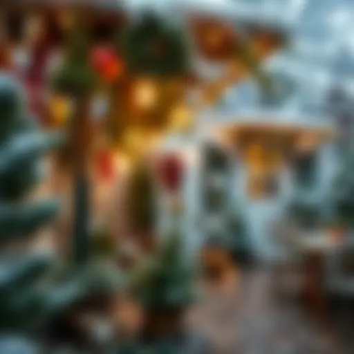 Cozy winter garden with decorative plants and warm lighting