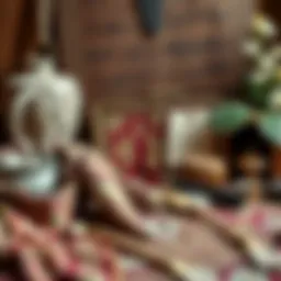 Traditional bridal trousseau items arranged beautifully