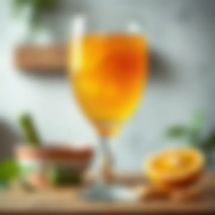 A clear glass showcasing the effervescent quality of freshly made kombucha