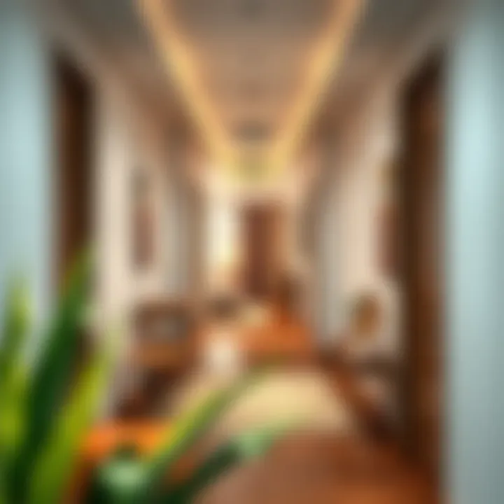 An inviting corridor showcasing a minimalist design with stylish accents