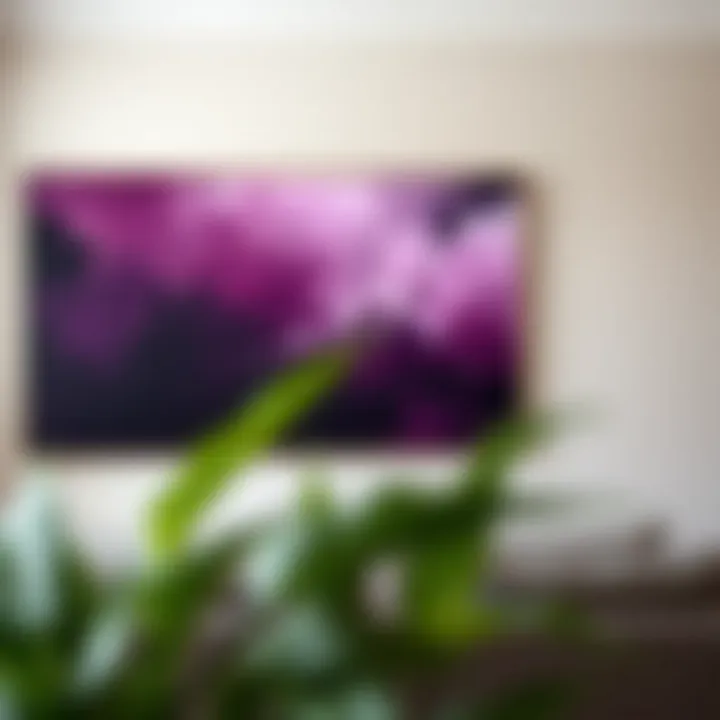 Artistic interpretation of dark purple in a modern abstract painting