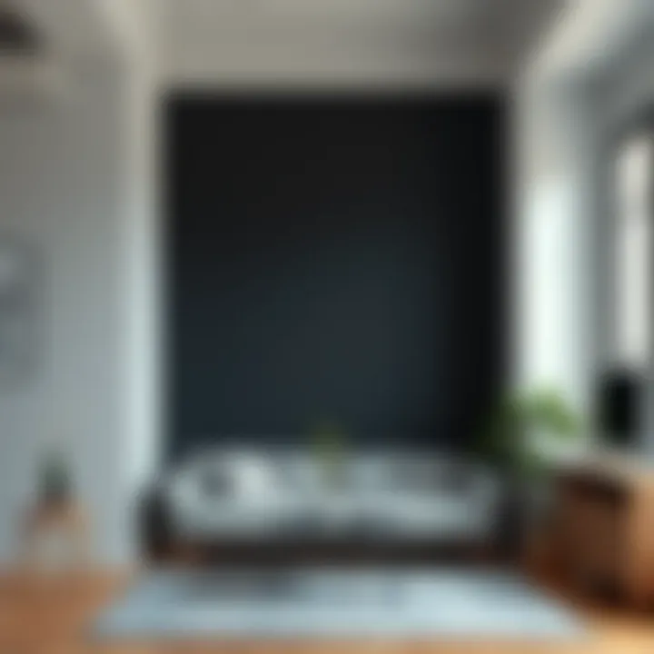 A beautifully opened dark wall paint in a stylish room