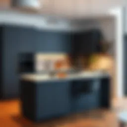 Contemporary kitchen island design in a small space showcasing sleek lines and modern aesthetics