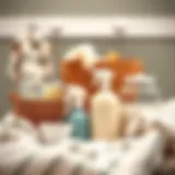 Laundry supplies arranged neatly