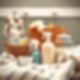 Laundry supplies arranged neatly