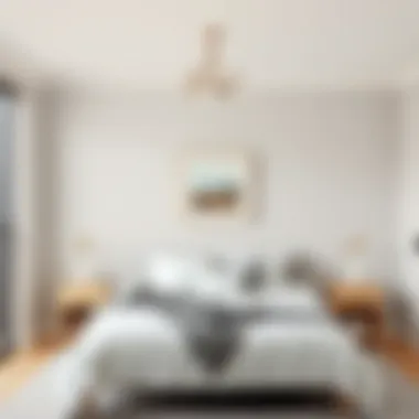 Cozy bedroom with soothing light gray wall paint