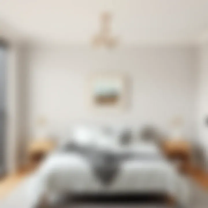 Cozy bedroom with soothing light gray wall paint