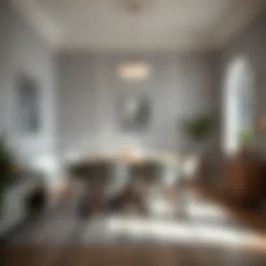 Stylish dining area enhanced by light gray walls