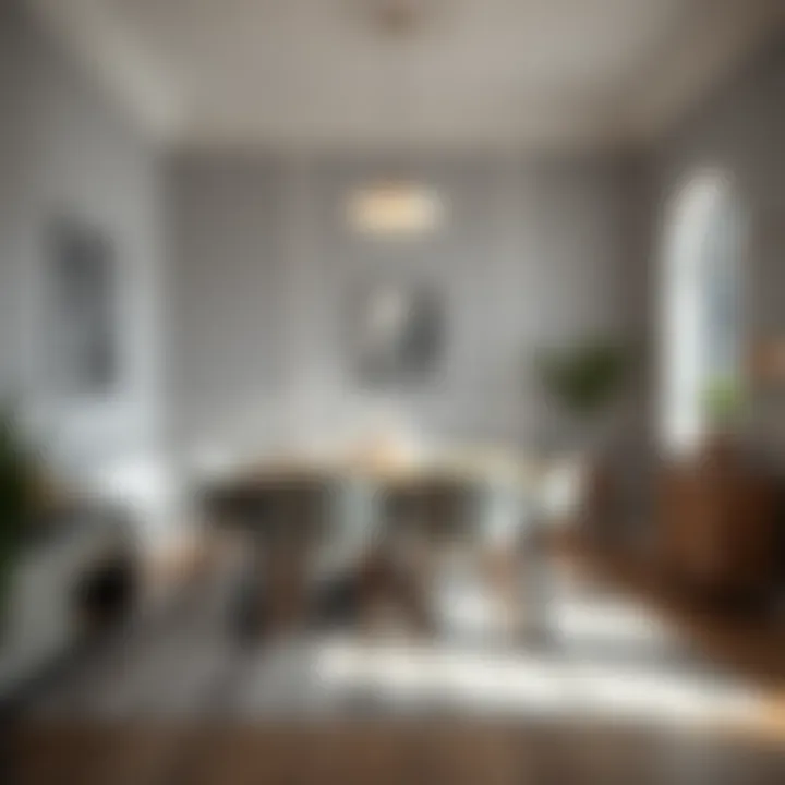 Stylish dining area enhanced by light gray walls