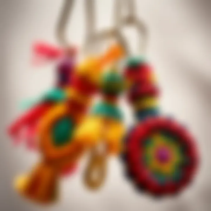 Colorful macrame keychain designs