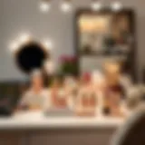 Elegant makeup table organization showcasing beauty products