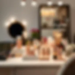 Elegant makeup table organization showcasing beauty products