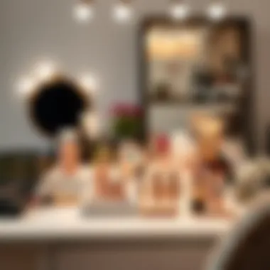 Elegant Makeup Table Organization Elegant makeup table organization showcasing beauty products