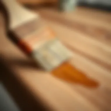 Applying Varnish with a Brush A close-up view of a brush applying varnish on wood