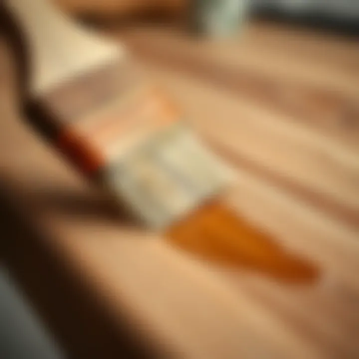 Applying Varnish with a Brush A close-up view of a brush applying varnish on wood