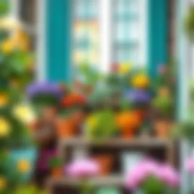 A beautifully arranged balcony adorned with colorful seasonal plants