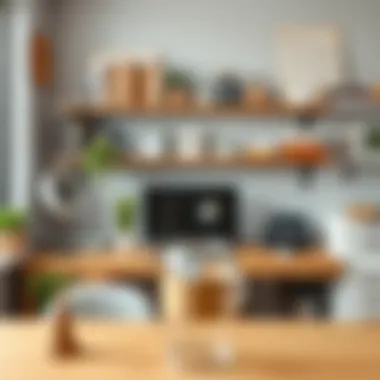 Efficient Minimalist Workspace A well-organized workspace emphasizing simplicity and efficiency