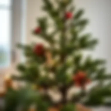 A minimalist Christmas tree adorned with natural elements