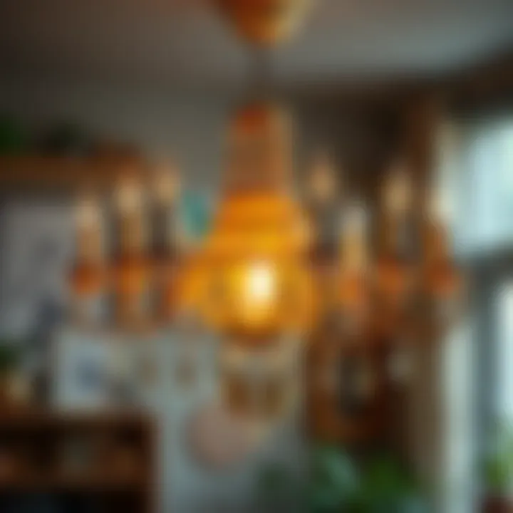 Artistic chandelier made from recycled materials, showcasing creativity.