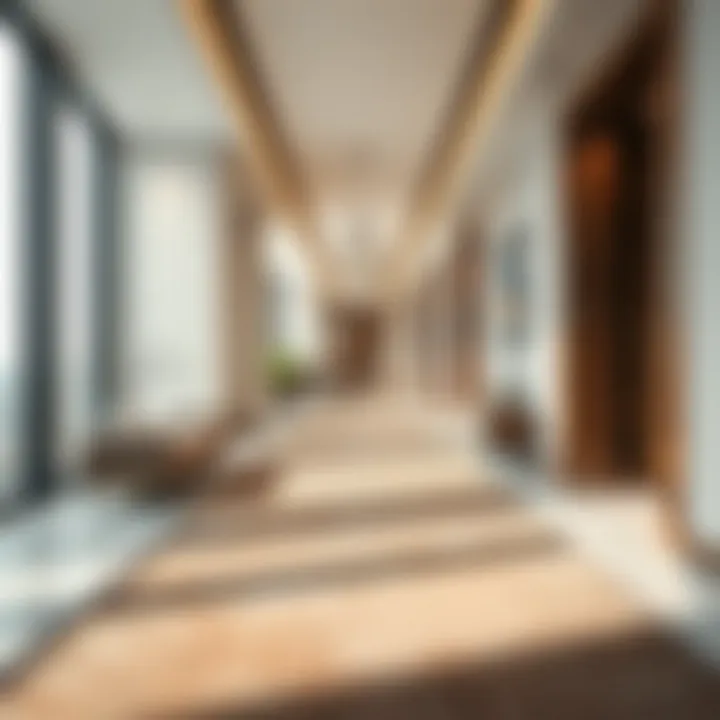 Modern long corridor with stylish carpet enhancing the decor