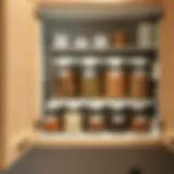 Organized kitchen cabinet with clearly labeled containers