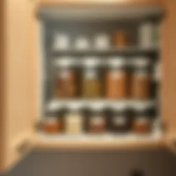 Organized kitchen cabinet with clearly labeled containers