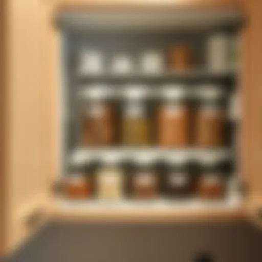 Organized kitchen cabinet with clearly labeled containers
